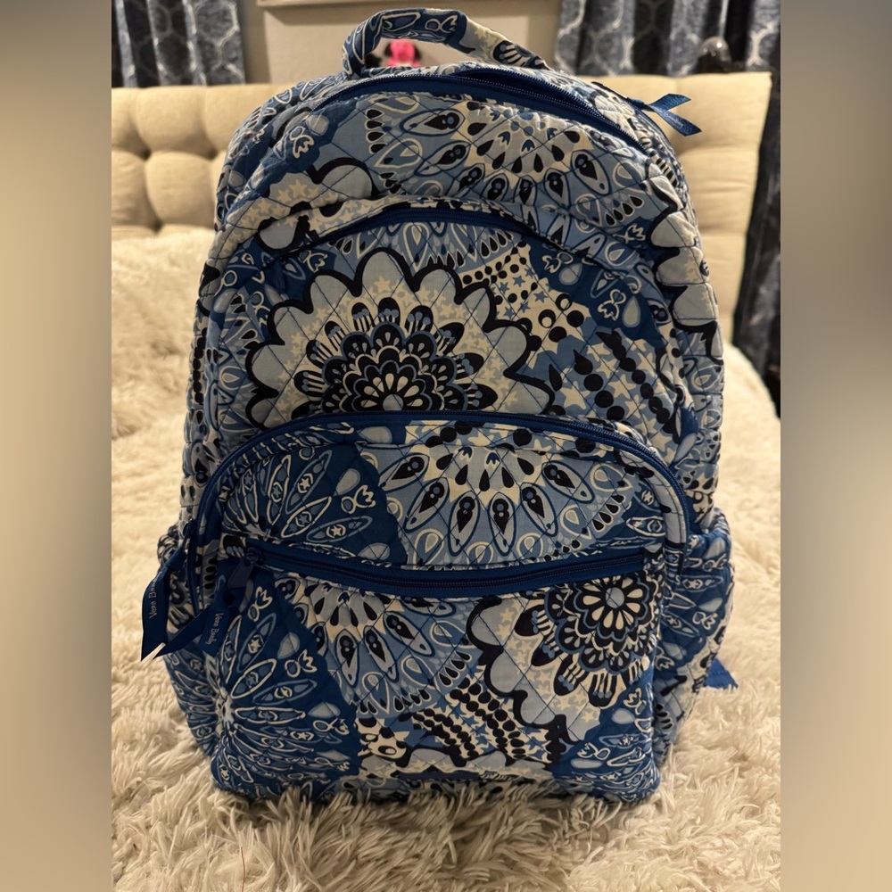Vera Bradley Blue and White Patterned Backpack